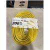 Image 1 : AS NEW HEAVY DUTY 200FT INDOOR OUTDOOR 3 WIRE GROUNDED ELECTRICAL CORD, YELLOW 12AWG