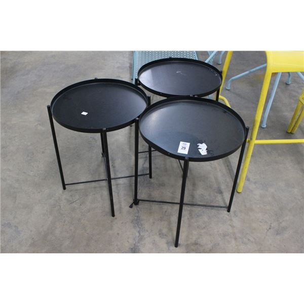 3-Black Round Side Table - 3 X $
