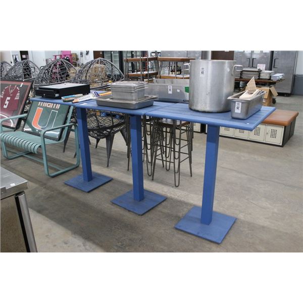 3-Blue Metal High Top Tables - 3 X $