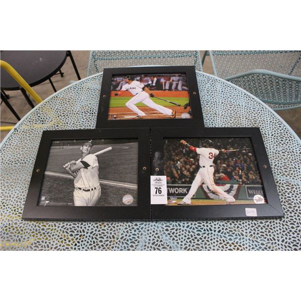 3-Ted Williams, Other Baseball Player Framed Photos - 3 X $