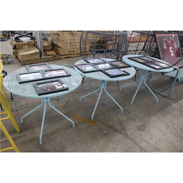 3-Blue Round Patio Tables - 3 X $