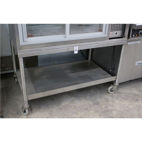 S/S 4' Rolling Equip. Stand w/Undershelf