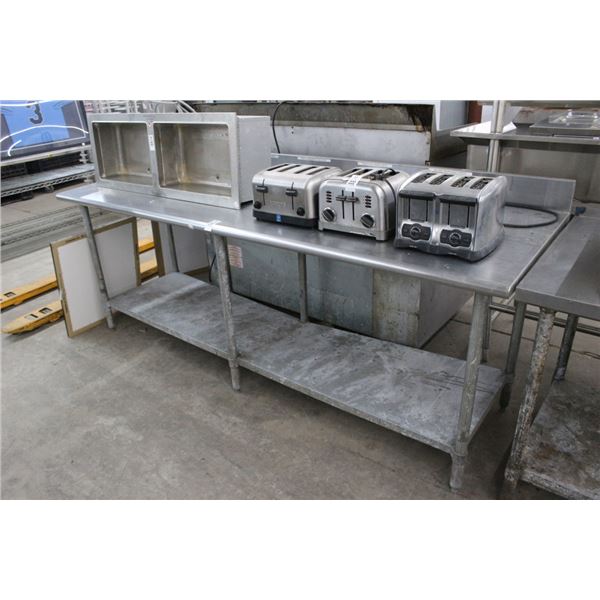 S/S  8'  Table w/Backsplash/Undershelf