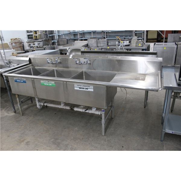 S/S  3  Comp Sink w/Drainboard