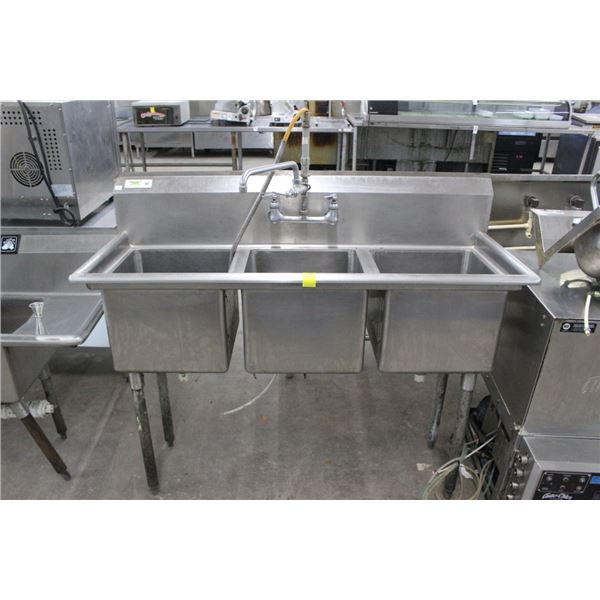 S/S  3 Comp Sink w/Wand