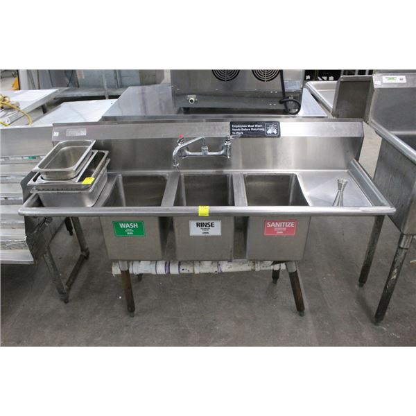 S/S  3 Comp Bar Sink