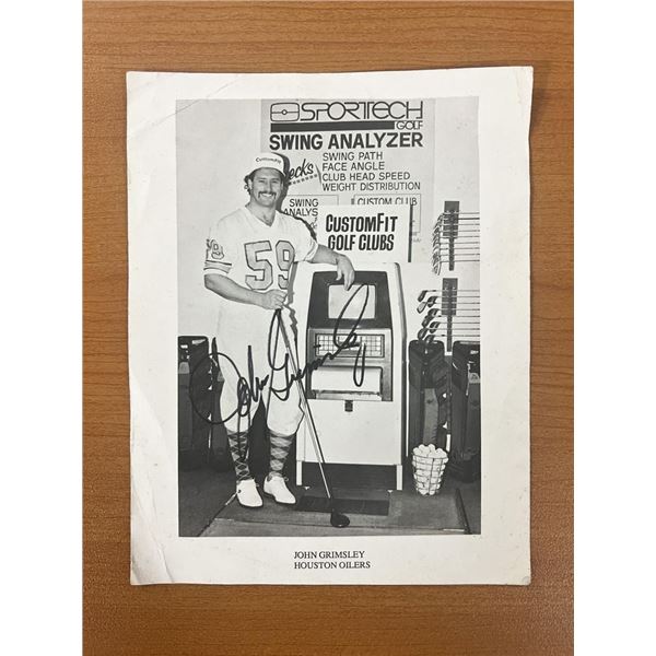 Houston Oilers John Grimsley signed photo