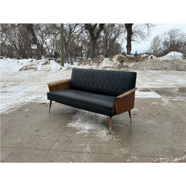 Mid Century Bentwood / Vinyl 3 Seater Couch (Approx: 71.5"W 26"D 33"T and 16" seat Height