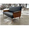 Image 2 : Mid Century Bentwood / Vinyl 3 Seater Couch (Approx: 71.5"W 26"D 33"T and 16" seat Height