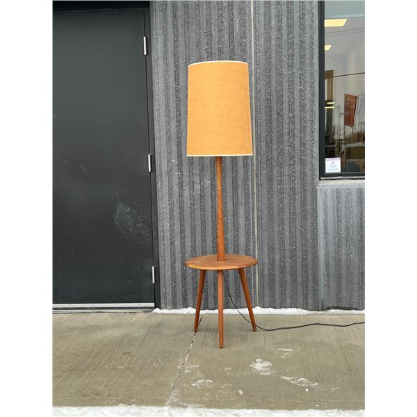 Mid Century Teak Floor Lamp With Built in Side Table - Works - see all photos