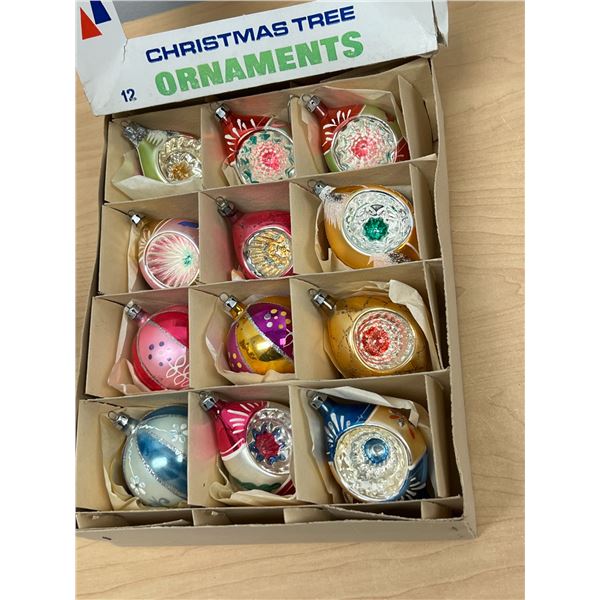 12 Vintage Blown Glass Christmas Ornaments - see photos