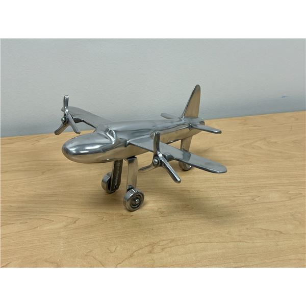 Aluminum Airplane Décor Piece - Approx: 13.5" across wings and 11.75" long