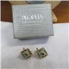 Image 2 : 14K Yellow gold earrings with green and clear stones (emeralds, diamonds?)