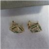 Image 3 : 14K Yellow gold earrings with green and clear stones (emeralds, diamonds?)