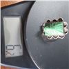 Image 2 : STERLING & green stone (jade??) vintage carved tribal mask ring (see description for size/details)