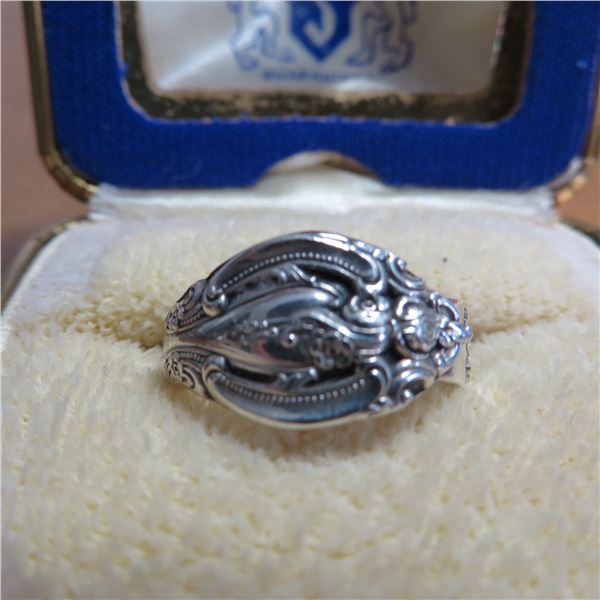 STERLING vintage hand made? ring.  Approx size 7 (see description/photos)