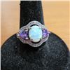 Image 1 : 925 Silver ring with opal & purple stones.  Stunning!  Approx size 6.5.  Marked 925
