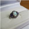 Image 2 : 925 Silver ring with opal & purple stones.  Stunning!  Approx size 6.5.  Marked 925