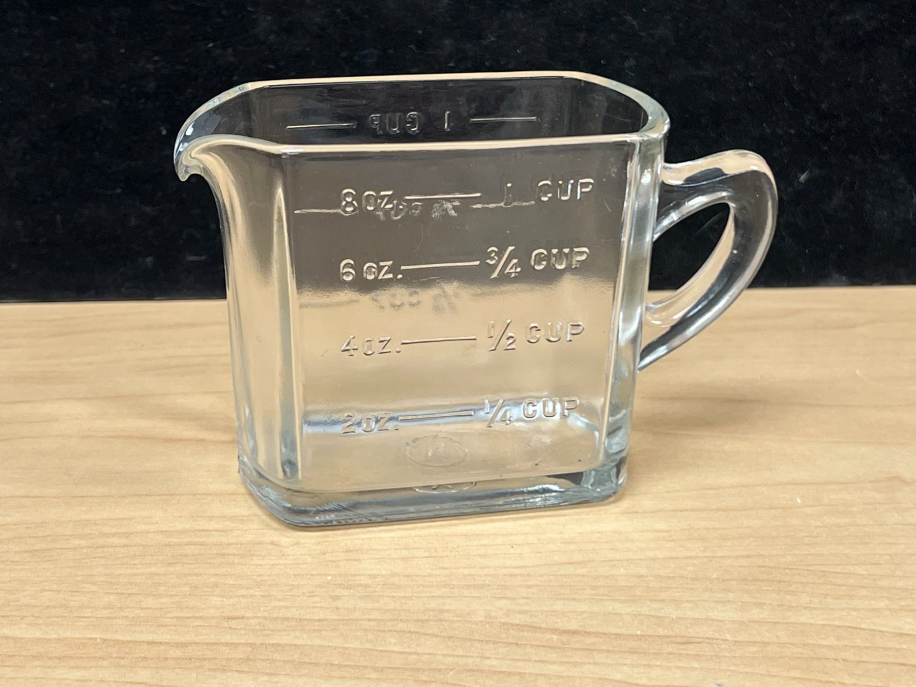 Vintage Kellogg's Rectangular Embossed Glass Measuring Cup - nice