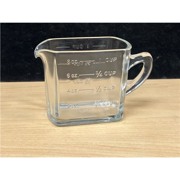 Vintage Kellogg's Rectangular Embossed Glass Measuring Cup - nice