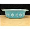 Image 1 : Pyrex Turquoise With White Snowflakes 1.5 Qt. Casserole & Lid 043
