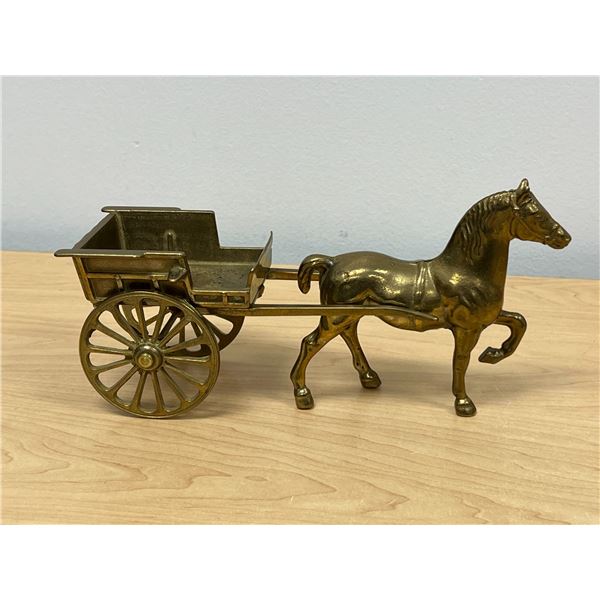 Quality Brass Horse & Buggy 11"