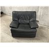 Image 2 : Italian Leather Oversized Armchair & Ottoman - darker grey