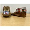 Image 1 : First Nations Beaded Moccasins - foot approx: 9 x 3.5" and 4.5" tall (see photos)