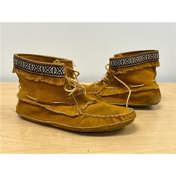 First Nations Fringed Ankle Boots - foot approx: 11 x 3.5" and 5.5" tall (see photos)