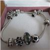 Image 3 : PANDORA bracelet with 9 charms in Pandora box.  Marked 925
