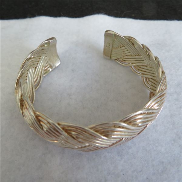 925 Silver heavy bangle bracelet.  Very nice!  Marked 925