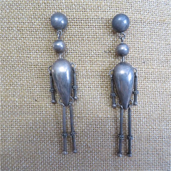 925 Silver earrings.  So unique and cool!  Moving arms and legs.  Marked 925