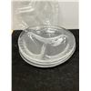 Image 1 : 4 Mid Century 3-section Textured Heavy Ice Glass snack plates / Catchalls 9.25"