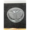 Image 4 : 4 Mid Century 3-section Textured Heavy Ice Glass snack plates / Catchalls 9.25"