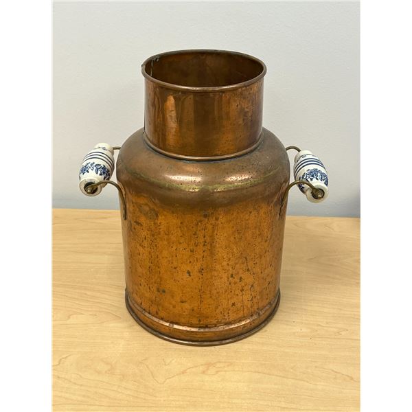 Vintage Dutch Copper Milk Can - Rustic / Farmhouse (approx: 14"T and 13" with with handles)