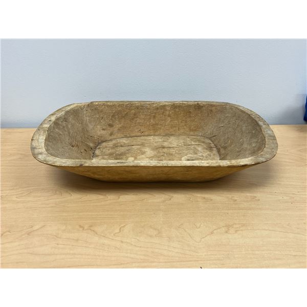 Large Antique Hand-Carved Wooden Dough Bowl - Approx: 20.5 x 11.5 & 4"T