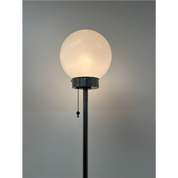 Mid Century Chrome & Milk Glass Globe Floor Lamp - works, see all photos