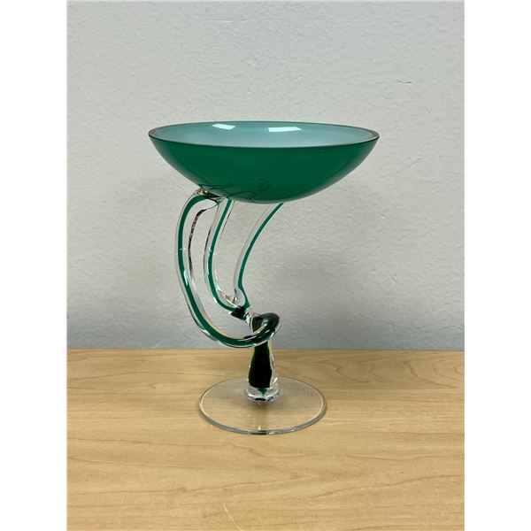 Art Glass Pedestal Bowl (possibly Josefina Krosno?) 6"T 4.5"T