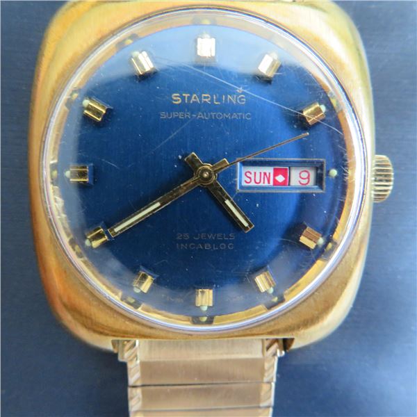 Vintage STARLING men's wind up watch in working condition. No COA - please see photos.