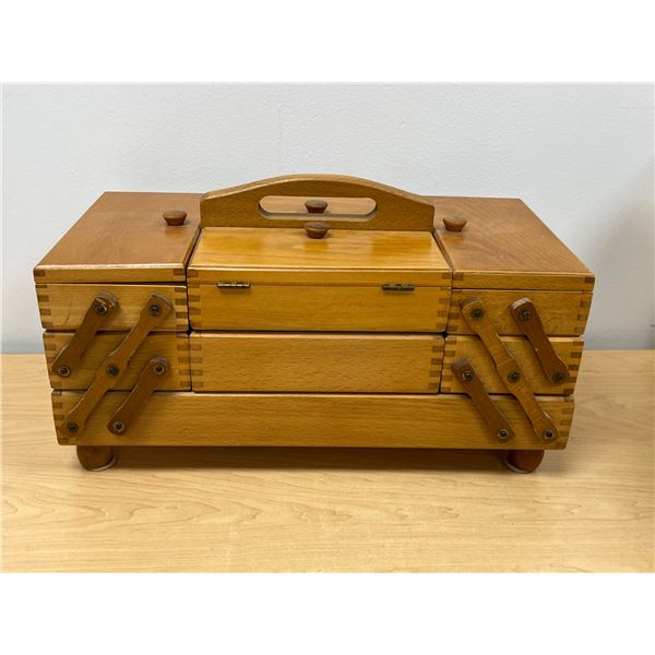 Vintage Accordion Style Sewing Kit & Contents - see all photos - 18 x 9 & 9"T