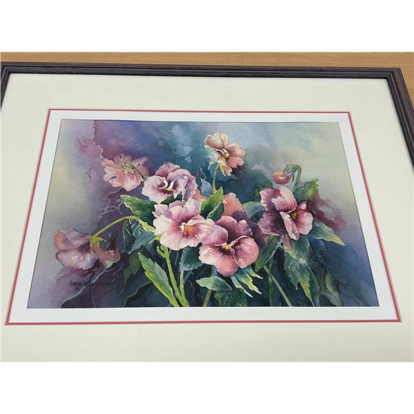 Original Lillian van Walleghem Watercolor "The Imperials" - Frame approx: 22 x 17.5"