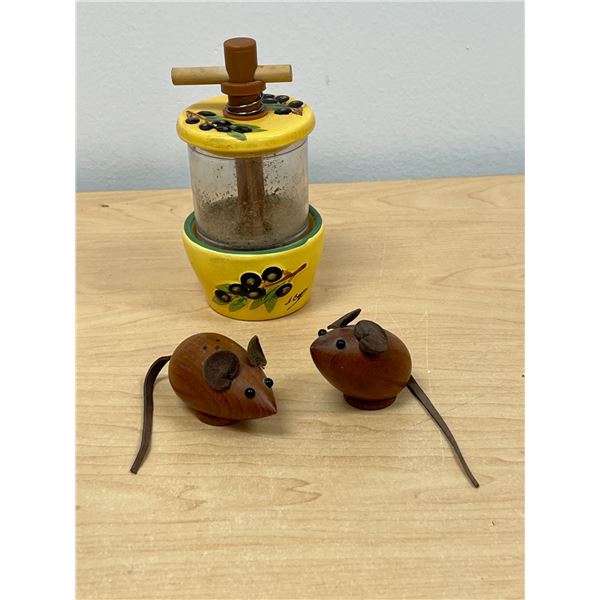Danish Teak Salt & Pepper with French Herb Mill / Grinder