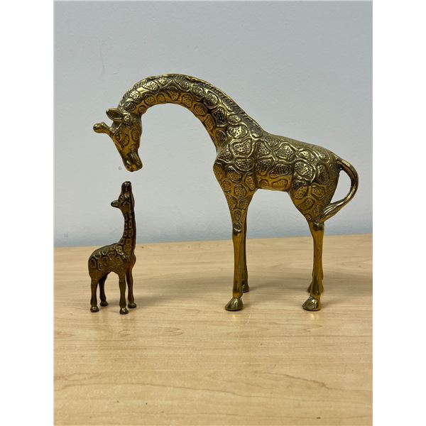 Nice Brass Mother Giraffe & Calf Décor - mom 8.5"T