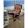 Image 1 : Vintage Bentwood Brown Leather Swivel Lounge Chair - Appr: 26.5"W 29"D 37"T 14.5" seat height