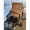 Image 8 : Vintage Bentwood Brown Leather Swivel Lounge Chair - Appr: 26.5"W 29"D 37"T 14.5" seat height