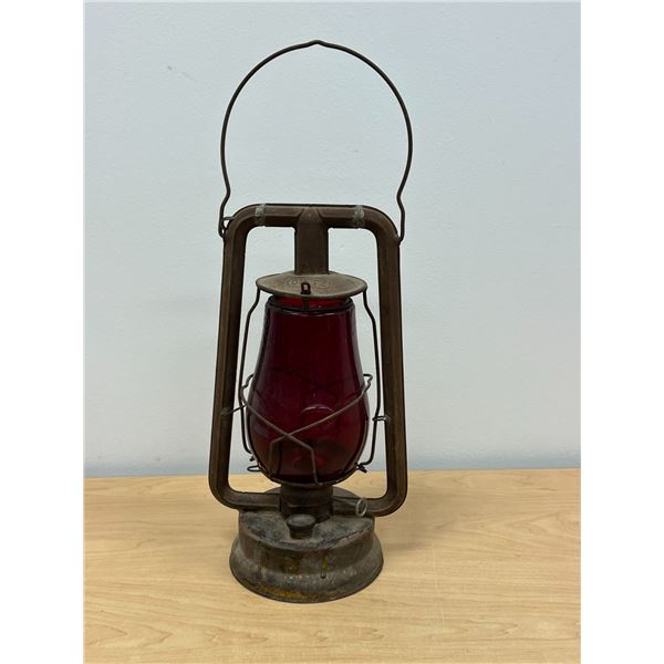Dietz (New York) Vintage Lantern With Red Glass Globe