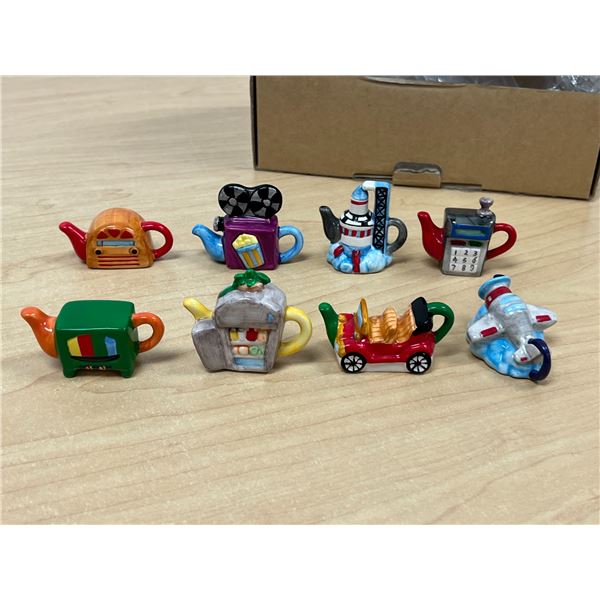 1999 Red Rose Inventions of the Century Miniature Figurines Teapots (set of 8)