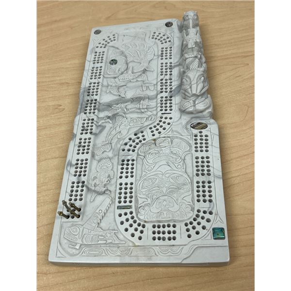 Canadian Made West Coast Indigenous Cribbage Crib Board with peg storage