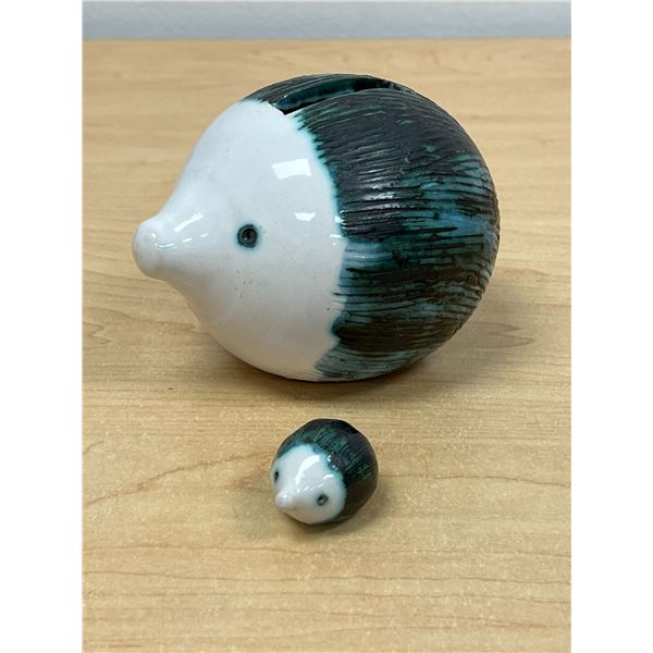 Nicely Done Ceramic Hedgehogs - Larger is a Coin Bank - Larger 3.5"T