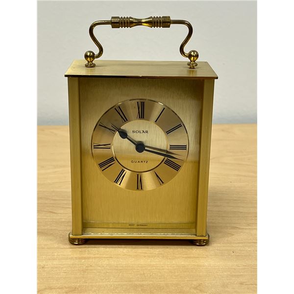 West German Solar Quartz Mantle Clock - started running with battery 5"T 4"W